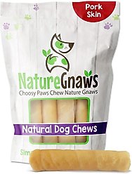 Nature Gnaws 5 to 6-inch Rolls Pork Skin Flavored Dog Treats, 6 count