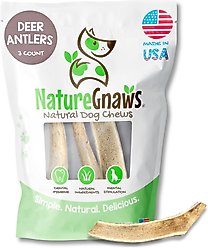 Nature Gnaws 4 to 7-in Deer Antlers Natural Dog Chew Treats, 3 count