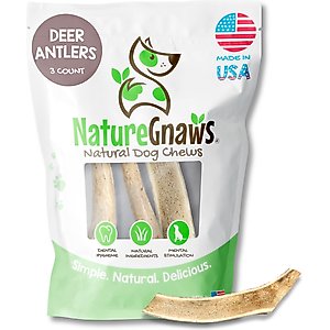 Nature Gnaws 4 to 7-in Deer Antlers Natural Dog Chew Treats, 3 count
