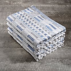 Delilah Home 100% Organic Cotton Sea Pines Kitchen Towels, Blue, 4 count