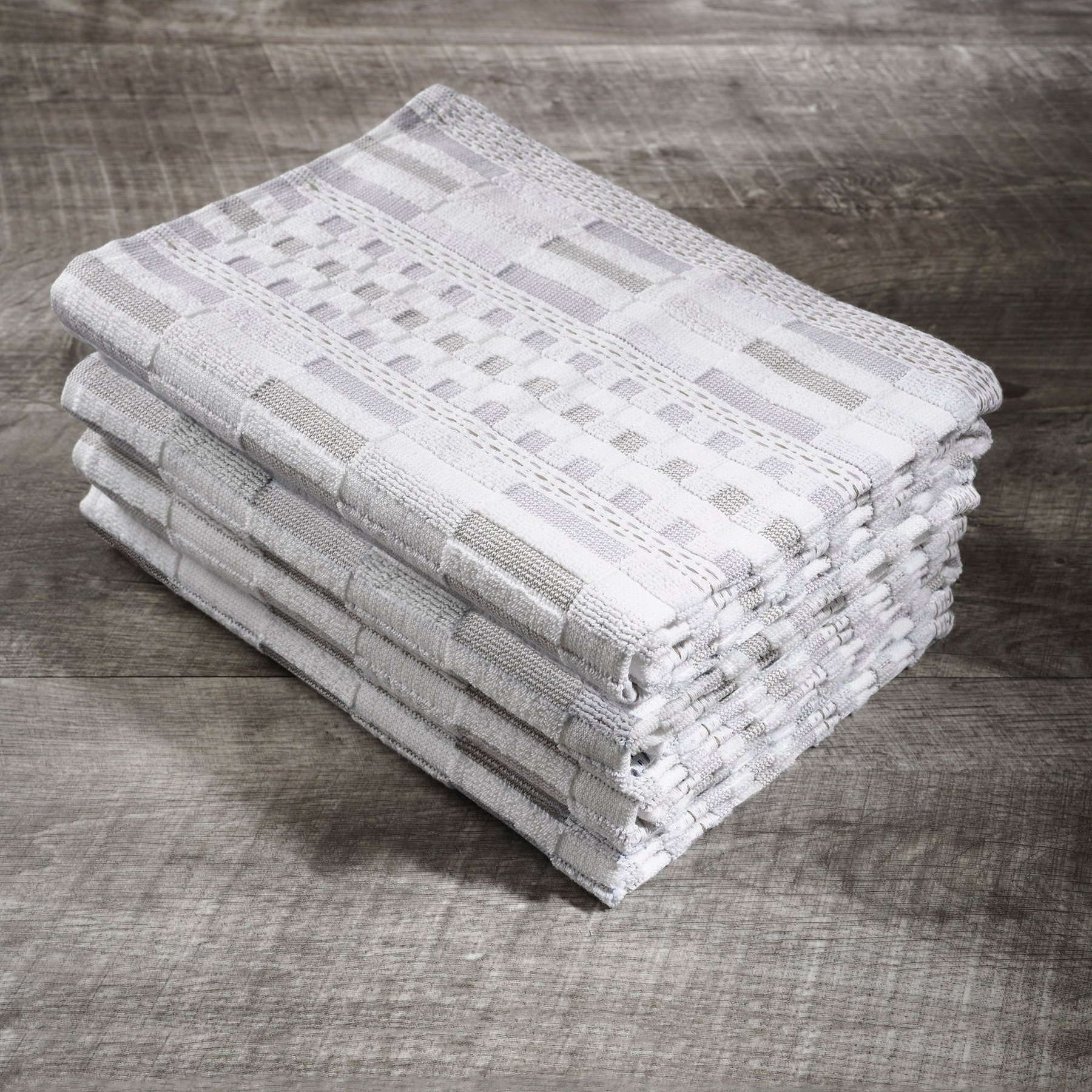 Delilah Home 100% Organic Cotton Sea Pines Kitchen Towels, Beige, 4 count