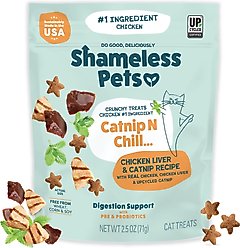 Shameless Pets Catnip N Chill Chicken Liver Crunchy Cat Treats, 2.5-oz bag