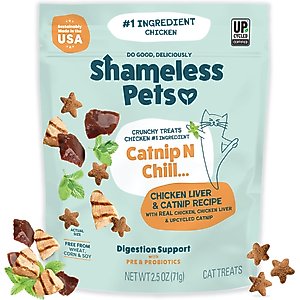Shameless Pets Catnip N Chill Chicken Liver Crunchy Cat Treats, 2.5-oz bag