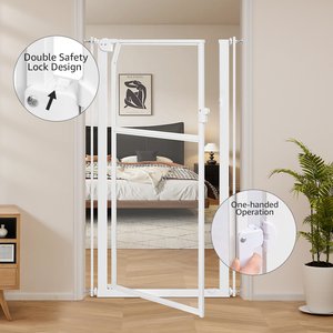 Unipaws Pressure Mountd Transparent Cat & Dog Gate, 56-in, White