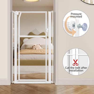 Show full view: Unipaws Pressure Mountd Transparent Cat & Dog Gate, 56-in, White slide 3 of 8