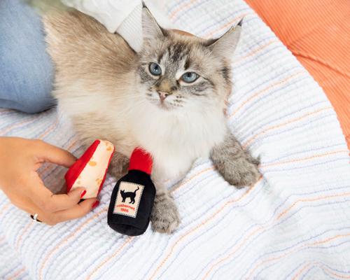 Show full view: Pearhead Cheese & Wine Plush, Crinkle & Catnip Cat Toys slide 3 of 5