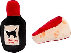 Pearhead Cheese & Wine Plush, Crinkle & Catnip Cat Toys
