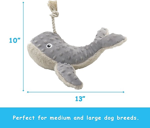 Show full view: Linzy Toys Whale Squeaky Plush Dog Toy, Gray, 13.5-in slide 3 of 4