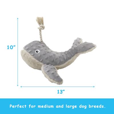 Show full view: Linzy Toys Whale Squeaky Plush Dog Toy, Gray, 13.5-in slide 4 of 5