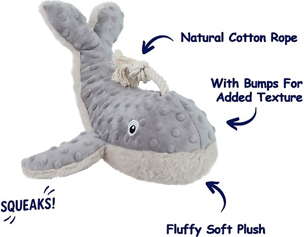 Show full view: Linzy Toys Whale Squeaky Plush Dog Toy, Gray, 13.5-in slide 2 of 4
