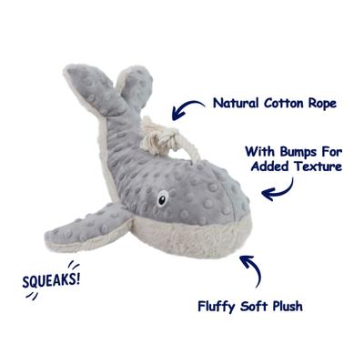 Show full view: Linzy Toys Whale Squeaky Plush Dog Toy, Gray, 13.5-in slide 3 of 5