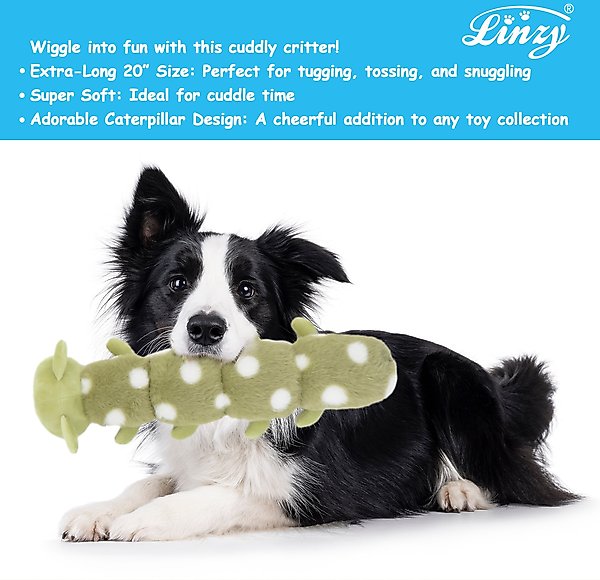 Show full view: Linzy Toys Caterpillar Squeaky Plush Dog Toy, Green, 20-in slide 5 of 5