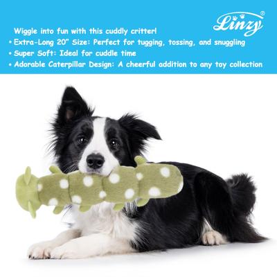 Show full view: Linzy Toys Caterpillar Squeaky Plush Dog Toy, Green, 20-in slide 5 of 5