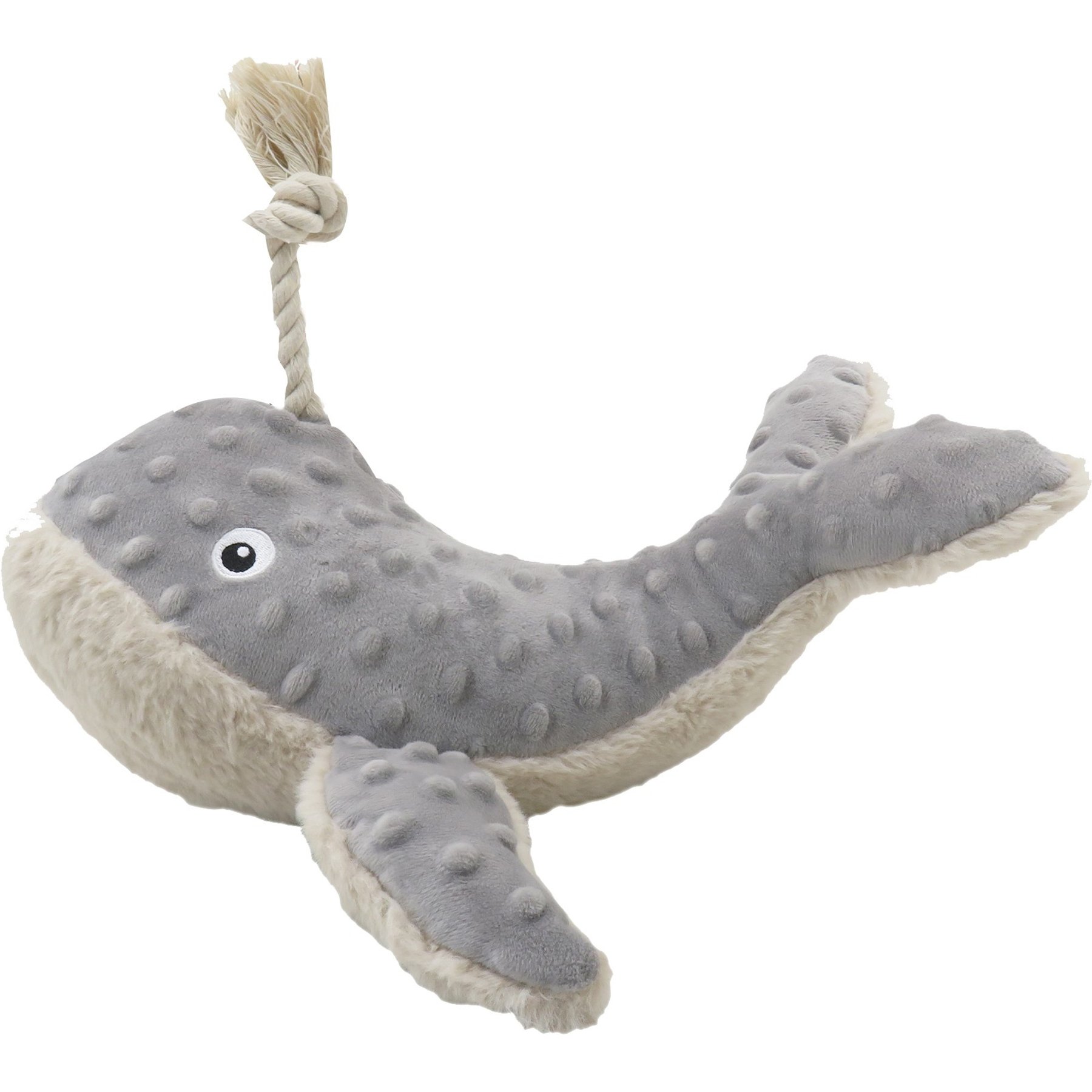 Linzy Toys Whale Squeaky Plush Dog Toy, Gray, 13.5-in