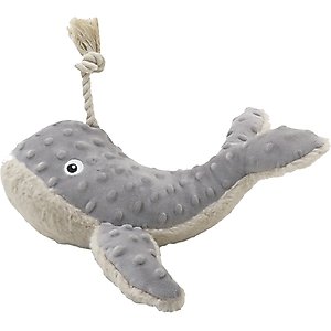 Linzy Toys Whale Squeaky Plush Dog Toy, Gray, 13.5-in
