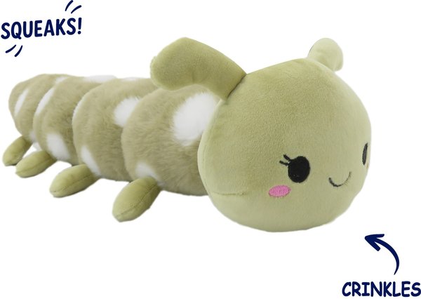 Show full view: Linzy Toys Caterpillar Squeaky Plush Dog Toy, Green, 20-in slide 2 of 5