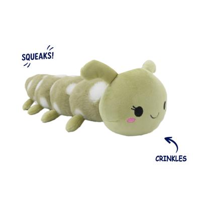 Show full view: Linzy Toys Caterpillar Squeaky Plush Dog Toy, Green, 20-in slide 2 of 5