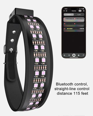 Show full view: MEGAPAWS LED Dog Collar, Black, Medium: 16 to 20-in neck, 1.75-in wide slide 2 of 12