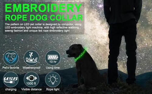 Show full view: MEGAPAWS Light Up Nylon Dog Collar, Green, Large: 17 to 27-in neck, 0.79-in wide slide 9 of 11