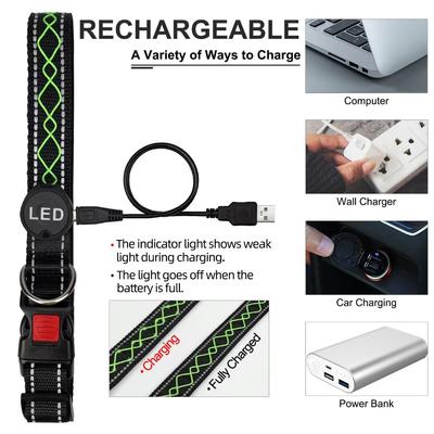 Show full view: MEGAPAWS Light Up Nylon Dog Collar, Green, Large: 17 to 27-in neck, 0.79-in wide slide 5 of 11