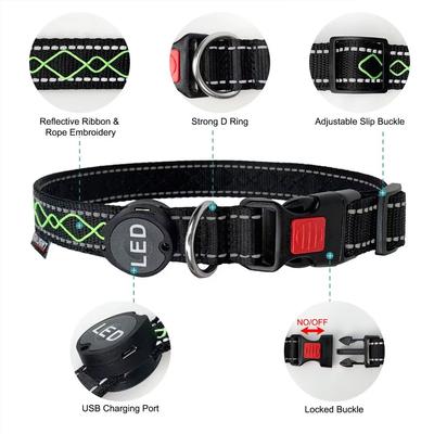 Show full view: MEGAPAWS Light Up Nylon Dog Collar, Green, Large: 17 to 27-in neck, 0.79-in wide slide 6 of 11