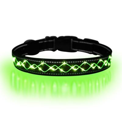 Show full view: MEGAPAWS Light Up Nylon Dog Collar, Green, Large: 17 to 27-in neck, 0.79-in wide slide 1 of 11