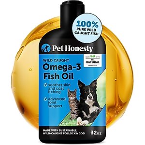 Pet Honesty Wild Caught Omega-3 Fish Oil Liquid Skin & Coat Health Supplement for Dogs & Cats, 32-fl oz bottle