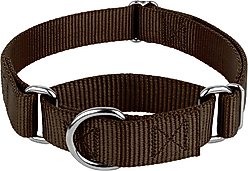 Country Brook Design Heavyduty Nylon Martingale Dog Collar, Brown, Medium: 15 to 21-in neck, 1-in wide