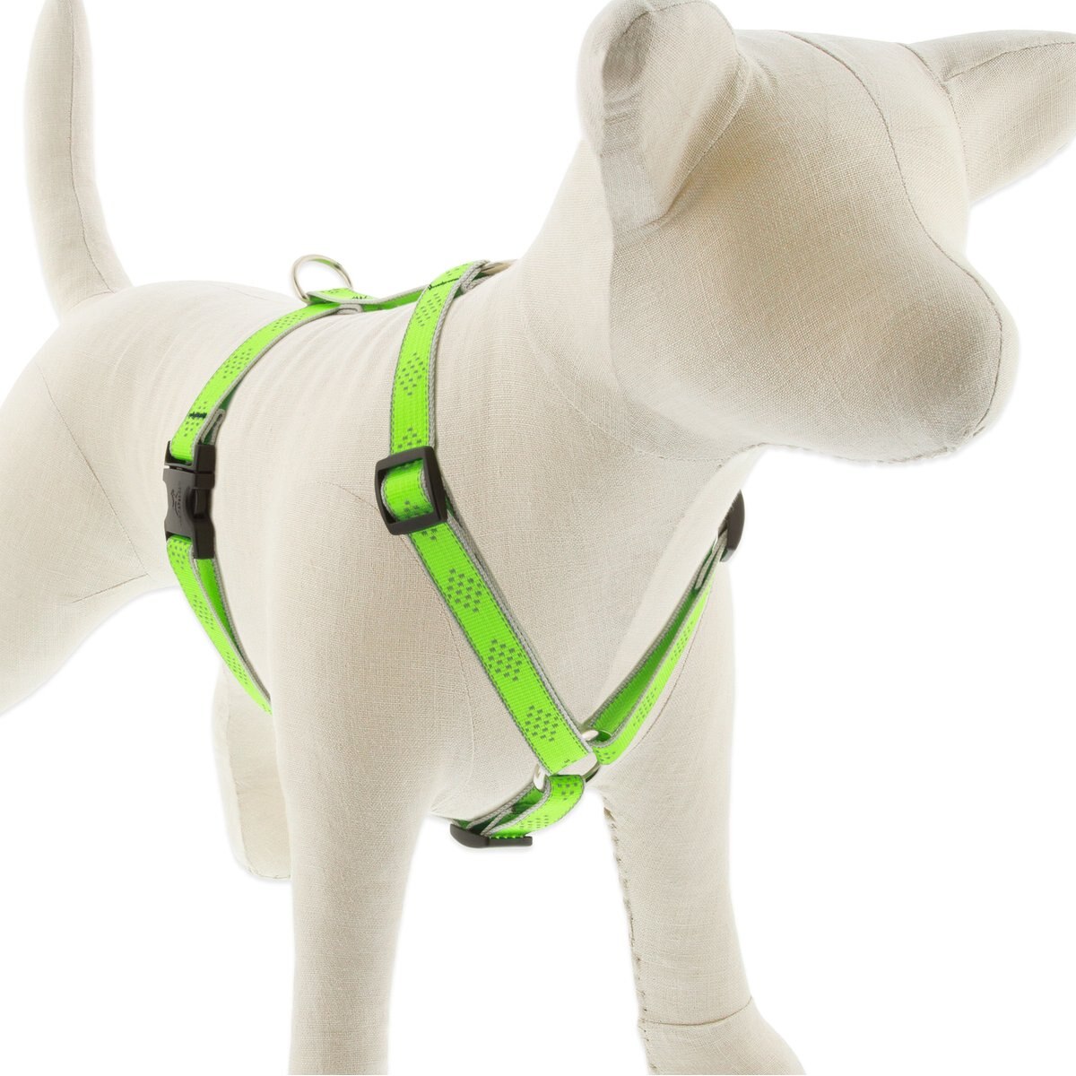 LupinePet Reflective Diamonds Adjustable Dog Harness, Green Diamond, Medium: 14 to 24-in chest
