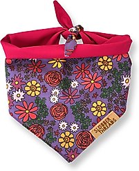 Slobber Threads Purple Flowers Dog Bandana, Small