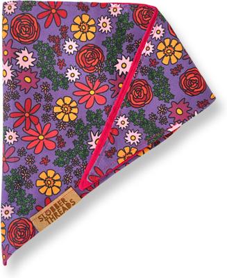 Show full view: Slobber Threads Purple Flowers Dog Bandana, Small slide 2 of 3