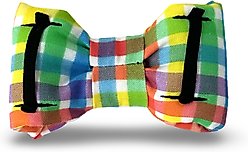 Slobber Threads Rainbow Gingham Dog Bowtie slide 2 of 2