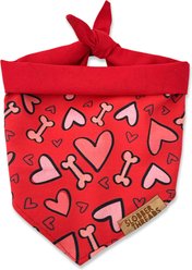Slobber Threads Valentine's Day Love & Bones Dog Bandana, Small