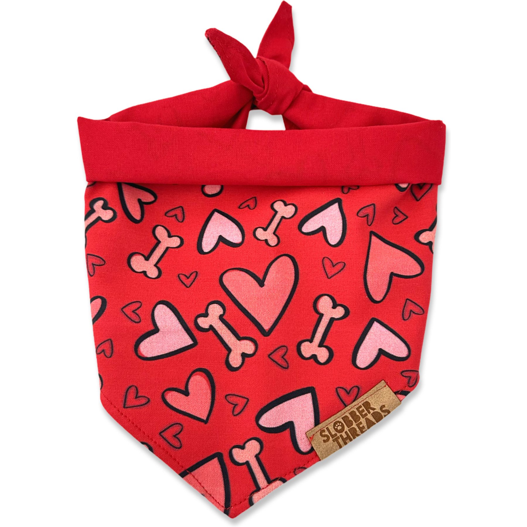 Slobber Threads Valentine's Day Love & Bones Dog Bandana, XX-Large