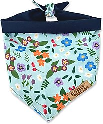 Slobber Threads Blue Floral Dog Bandana, Small