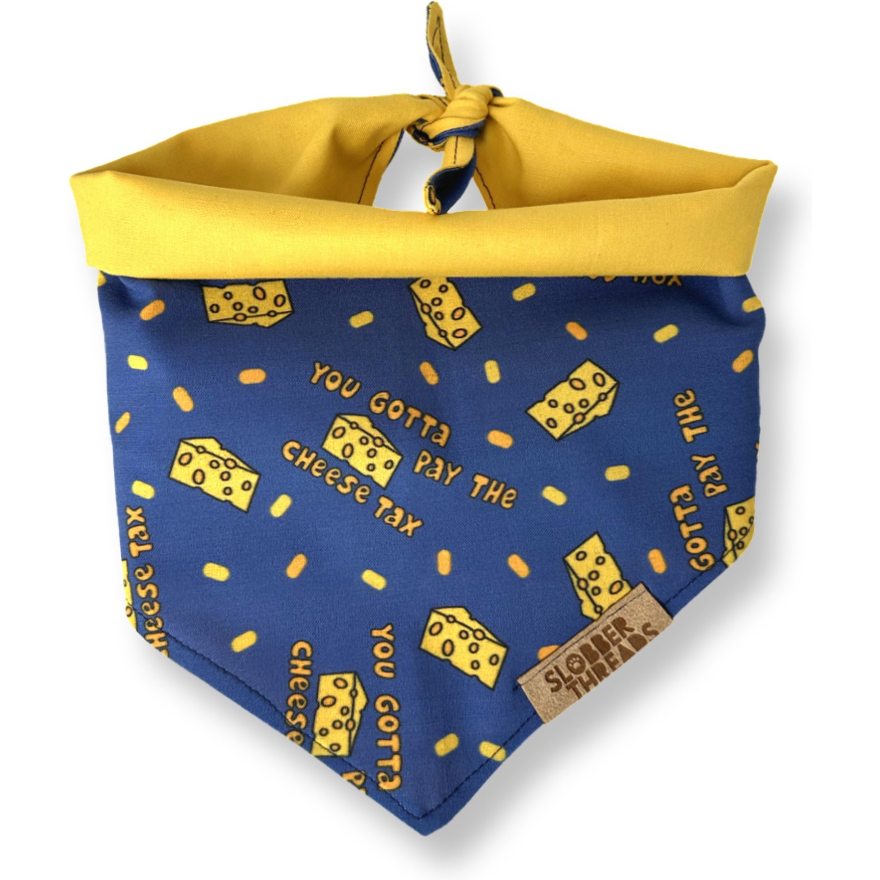 Slobber Threads Cheese Tax Dog Bandana, Small