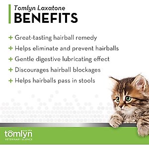 Tomlyn Laxatone Tuna Flavored Gel Hairball Control Supplement for Cats, 4.25-oz