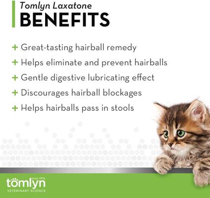 Show full view: Tomlyn Laxatone Tuna Flavored Gel Hairball Control Supplement for Cats, 4.25-oz slide 3 of 11