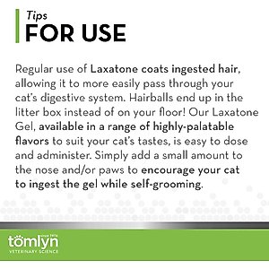 Tomlyn Laxatone Tuna Flavored Gel Hairball Control Supplement for Cats, 4.25-oz