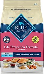 Blue Buffalo Life Protection Formula Adult Salmon & Brown Rice Recipe Dry Dog Food, 5-lb bag