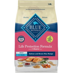Blue Buffalo Life Protection Formula Adult Salmon & Brown Rice Recipe Dry Dog Food, 5-lb bag