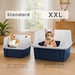 IRIS Open Top Cat Litter Box with Scatter Shield, XX-Large, Navy slide 2 of 6