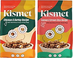 Kismet Chicken & Barley Recipe with Freeze-Dried Nugs Dry Dog Food, 19-lb bag + Salmon & Brown Rice Recipe with Freeze-Dried Nugs Dry Food, 19-lb bag
