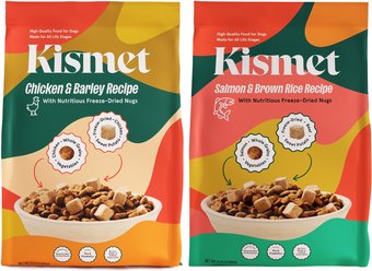 Kismet Chicken & Barley Recipe with Freeze-Dried Nugs Dry Dog Food, 9-lb bag + Salmon & Brown Rice Rec...