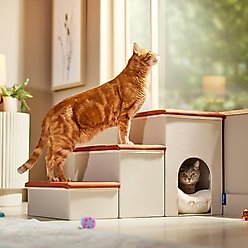 Frisco Cat & Dog Collapsible Stairs with Storage and Built-in Bed, Cream, 3-step slide 2 of 8