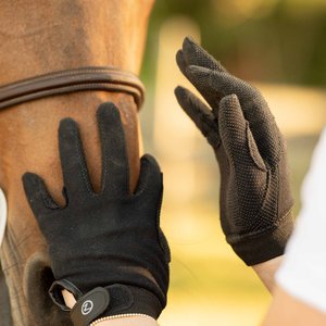 Horze Basic Polygrip Horse Riding Gloves, Black, Medium