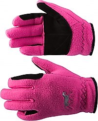 Horze Kids Fleece Horse Riding Gloves, Deep Coral Pink, 6