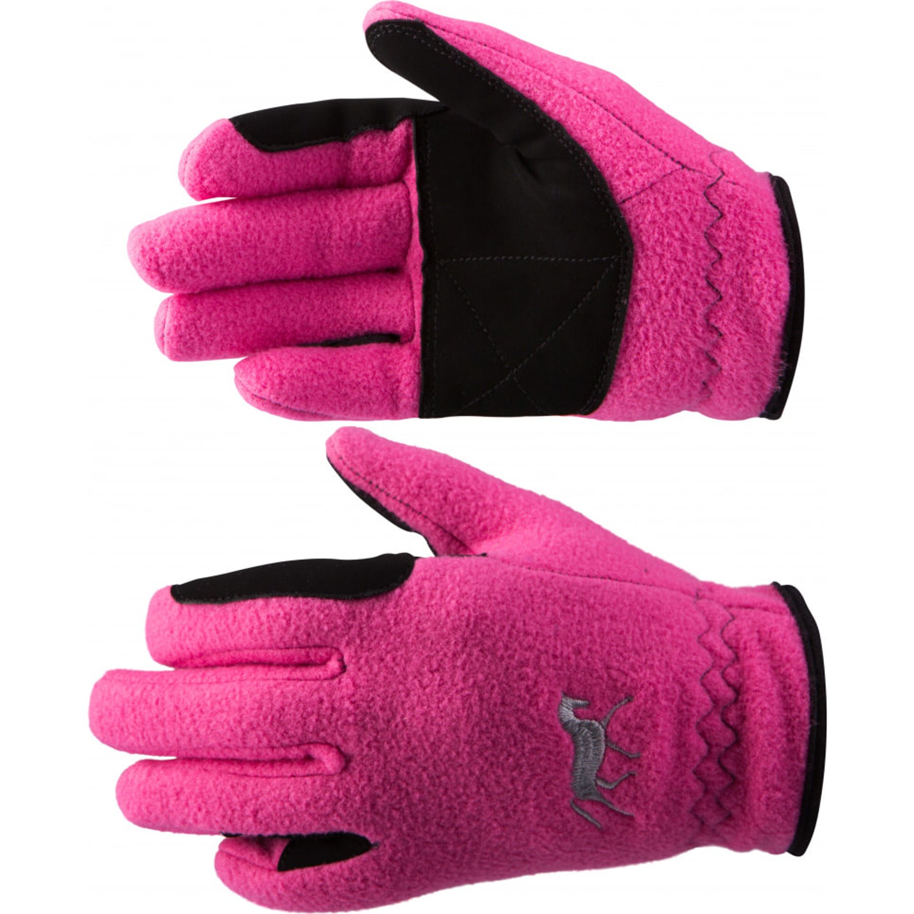 Horze Kids Fleece Horse Riding Gloves, Deep Coral Pink, 5