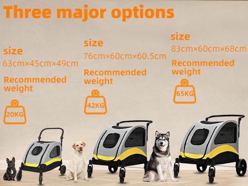 Show full view: BingoPaw Foldable Dog & Cat Stroller, Grey, Medium slide 4 of 11