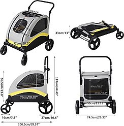 BingoPaw Foldable Dog & Cat Stroller, Grey, Large slide 2 of 9